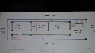 16 × 60 North face house plan map naksha [upl. by Anahgem]