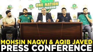 PCB Chairman Mohsin Naqvi and Member Selection Committee Aqib Javed Press Conference  PCB  MA2A [upl. by Hooke]