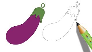 How to Draw a Brinjal Step by Step Easy Drawing  Eggplant Coloring page [upl. by Marena117]