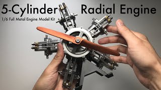 Building a 5Cylinder Radial Engine Model Kit  16 Full Metal Engine Model Kit [upl. by Hctim]