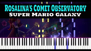 Rosalinas Comet Observatory  Super Mario Galaxy Piano Tutorial Short version Midi  Sheet music [upl. by Kadner]