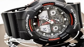 Casio GSHOCK XL GA1001A4 REVIEW  How To Set Time  LIGHT DISPLAY [upl. by Sidwell]