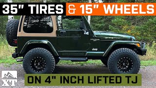 34quot Lifted TJ  35x125R15  15x8 Wheels  WampT Fitment [upl. by Ekenna44]