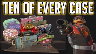 TF2 Unboxing Ten of EVERY Case In Existence 350 CASES [upl. by Leelaj188]