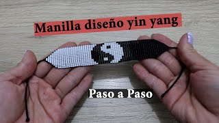 Como hacer manilla yin yang en mostacilla paso a paso Aniara Sanarte [upl. by Quintina]