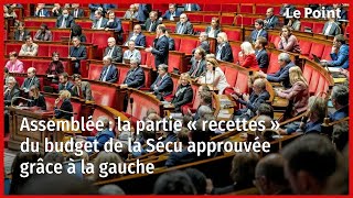 Assemblée  la partie « recettes » du budget de la Sécu approuvée grâce à la gauche [upl. by Adnaloj]