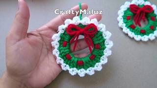 CROCHET TUTORIAL ♥ CORONA A CROCHET PASO A PASO  Corona Navideña quot Adornos de Navidad [upl. by Stanfill]