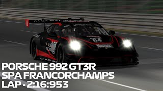 Iracing PORSCHE 992 GT3 R Spa Francorchamps [upl. by Hellah]