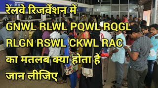 What is meaning of GNWLRLWLPQWLRLGNRSWLCKWLRAC RQGL in railway reservation [upl. by Ahseikan118]