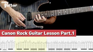 Jerry C  Canon Rock Guitar Lesson with Tab Part1 Slow Tempo [upl. by Ehgit862]