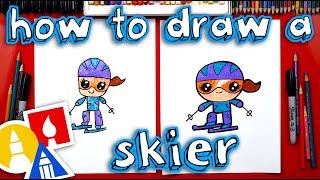 How To Draw A Cartoon Snow Skier [upl. by Lletram]