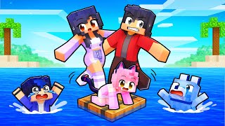 Playing as a FAMILY on a RAFT in Minecraft [upl. by Eceinart]