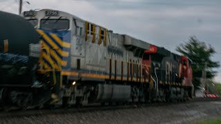 CN A44161 Comes Into Elkhart Yard With A ExCitirail Locomotive Trailing [upl. by Dorion]