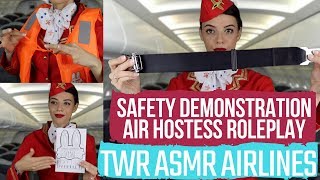 ASMR  Air Hostess Roleplay Flight Announcements amp Demonstration [upl. by Raddie211]