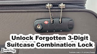 How to Easily Unlock a Forgotten 3Digit Suitcase Combination Lock [upl. by Killy694]