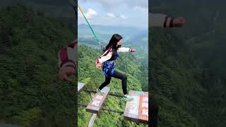 Bungee Jumping With Rope In Beautiful PlaceArent They Afraid travel funny bungee [upl. by Rhiana]