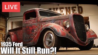 LIVE Forgotten 1935 Ford Truck  Will It Run  Gene Winfield Inspired Build RESTORED [upl. by Naus]