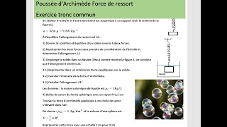 Exercice tension du ressort et poussée dArchimède tronc commun الجدع المشترك العلمي [upl. by Erlene534]