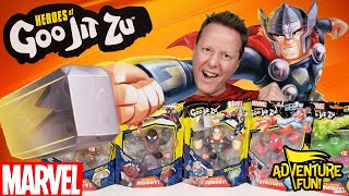 5 Marvel Heroes of Goo Jit Zu Including Thor amp Miles Morales Adventure Fun Toy review [upl. by Susy]