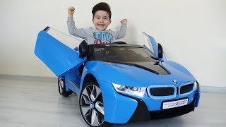 Yusufa yeni BMW i8 akülü araba Kids pretend play with battery powered car [upl. by Archie]