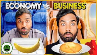 Economy Vs Premium Economy vs Business Class Food in Flight  Veggie Paaji Cheap vs Expensive [upl. by Idorb]