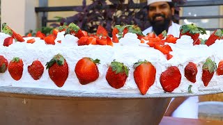 Classic Cake Recipe  Biggest Cake Recipe  Cream Cake  Strawberry Cake  Nawabs [upl. by Nimajaneb]