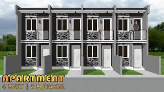 2 BEDROOM  4 UNIT  SMALL 2 STOREY APARTMENT DESIGN IDEA  OFW BUSINESS  SIMPLE DESIGN [upl. by Eirbua]