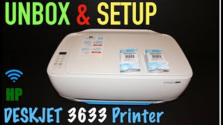 HP DeskJet 3633 SetUp Unboxing Install Setup Ink Cartridges amp Scan Alignment Page review [upl. by Keung]