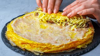 Pfannkuchen ohne Mehl gefüllt mit Hackfleisch und Pilzen Super cremig [upl. by Jolenta]