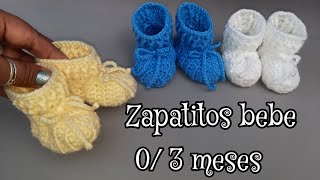 zapatitos a crochet para bebe de 0 a 3 meses crochet tejidosbebe [upl. by Barker]