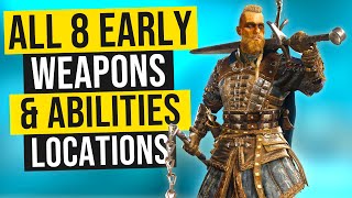 Assassins Creed Valhalla  ALL 8 Weapons amp Abilities EARLY Locations BEFORE You Go To England [upl. by Aver376]