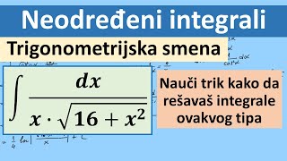 Neodređeni integrali Trigonometrijska smena [upl. by Klehm245]