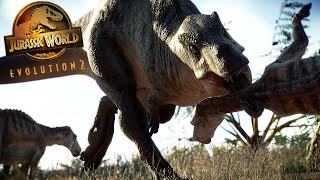 Acrocanthosaurus HUNTS Maiasaurus  Life in the Cretaceous  Jurassic World Evolution 2 🦖 4K 🦖 [upl. by Alenairam]