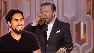 Ricky Gervais 2020 Golden Globes Reaction [upl. by Sakul641]