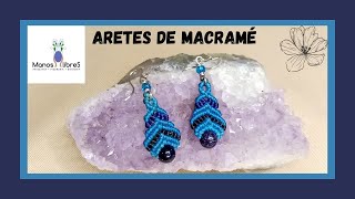 Aretes de macramé con piedras  tutorial paso a paso  hilo encerado [upl. by Retlaw]