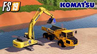 Load Riversand With New Excavator Mining And Construction Map Economy Map Farming Simulator 19 [upl. by Trellas124]