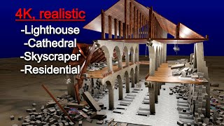 3D Destruction Compilation Earthquake simulations in Blender  BCB realistic structural extension [upl. by Bondy]