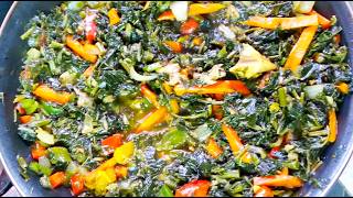 Steamed Callaloo and Saltfish Jamaican BreakfastHow To Cook CallaloEasy Sunday Morning Breakfast [upl. by Ferrick]