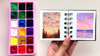 mini gouache landscape paintings 🌅  unboxing himi miya gouache from redorange 🧡 [upl. by Noelc]