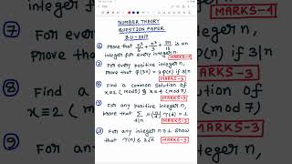 NUMBER THEORY BURDWAN UNIVERSITY QUESTION PAPER2017 [upl. by Akitahs564]