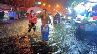 4K Walking in Extreme Heavy Rain and Thunder Storm in Bangkok Thailand [upl. by Zabrine388]