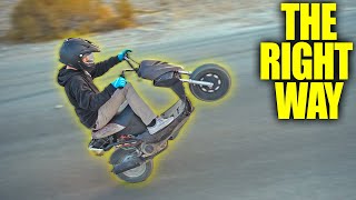 How to Wheelie a 50cc ScooterMoped [upl. by Brotherson]