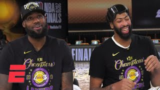 FULL LeBron James amp Anthony Davis interview following 2020 NBA title win with the Lakers [upl. by Eixor]