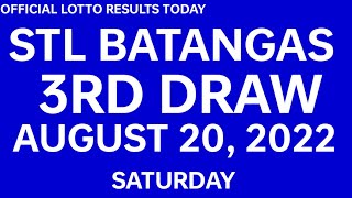 Stl Batangas results today August 20 2022 3RD DRAW [upl. by Athiste362]