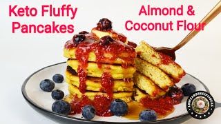 HOW TO MAKE KETO FLUFFY PANCAKES ALMOND amp COCONUT FLOUR  LIGHT amp FLUFFY  DAIRY FREE OPTION [upl. by Katine]