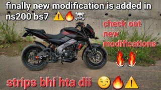 ☠️Finally new modification added in ns200bs7 🔥⚠️ strips bhi hta dii😏🔥 motovlog viralvideos video [upl. by Coyle]