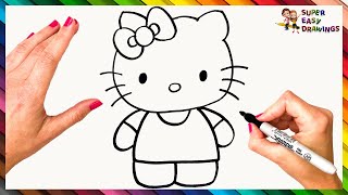 How To Draw Hello Kitty Step By Step 🐱🎀 Hello Kitty Drawing Easy [upl. by Kyre420]