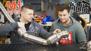 Abgasanlagen Auspuff WIG schweißen mit MH Pipes  Nissan GTR Downpipe Anlauffarben [upl. by Rothwell]