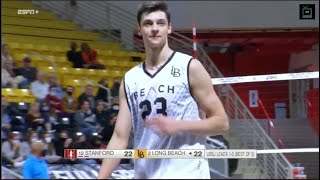 Alex Nikolov Highlights  Stanford vs Long Beach State  NCAA Mens Volleyball  Feb 25 2022 [upl. by Nairrad602]