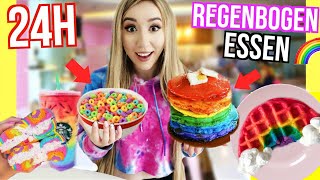 24 STUNDEN alles nur REGENBOGEN ESSEN KAUFEN UND ESSEN Challenge [upl. by Rena]